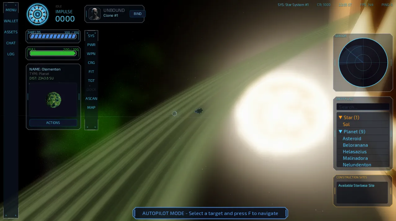 Bright sun corona with light rays streaming past a planet in a lighter haze