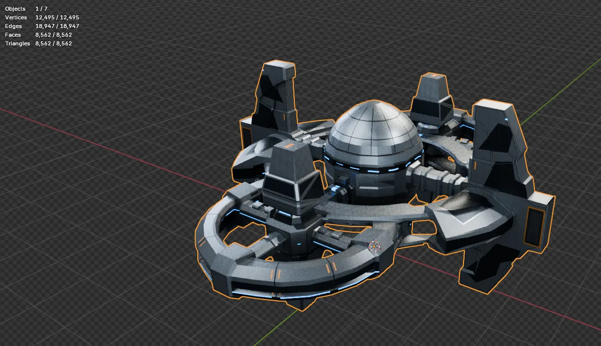 Metallic clone facility with a central dome, docking ring, and blue accent lights